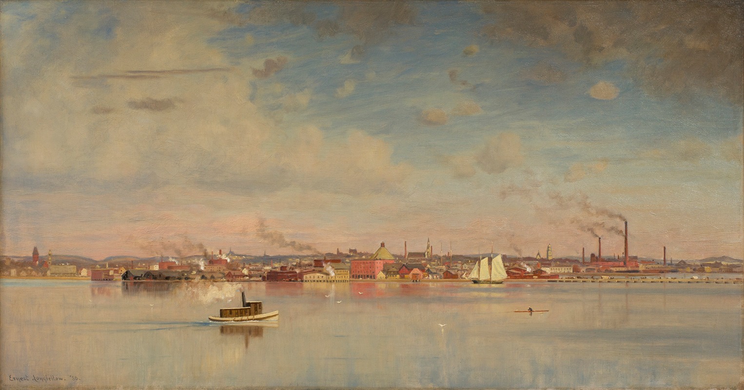 Ernest Wadsworth Longfellow - View of Cambridge from the Inner Basin