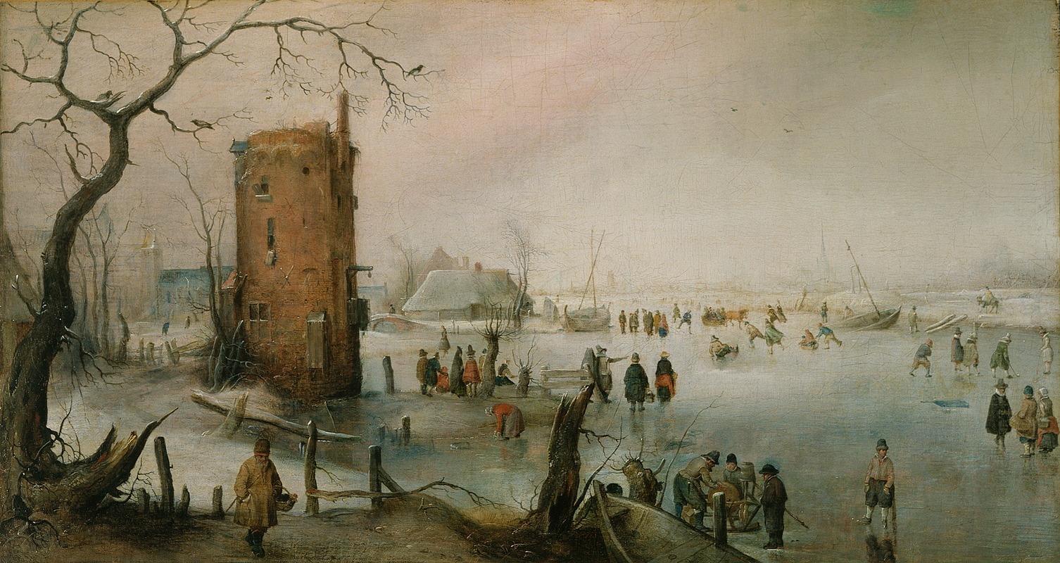 Hendrick Avercamp - Skating Near a Town