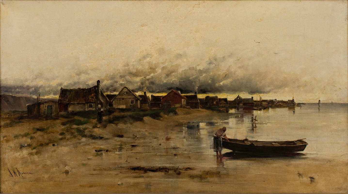 J. H. Anderson - Seashore with Cottages