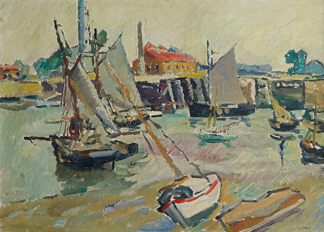 Louis Valtat - Voiliers au port à marée basse, Ouistreham