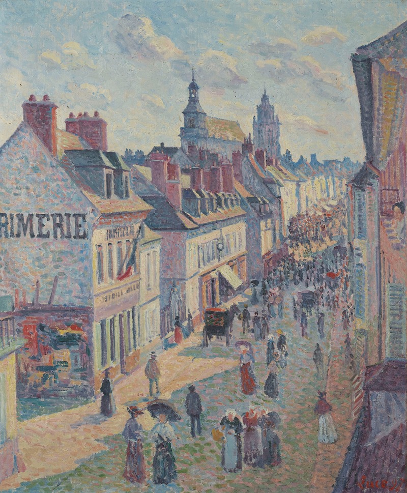 Maximilien Luce - Jour de marché à Gisors (rue Cappeville)