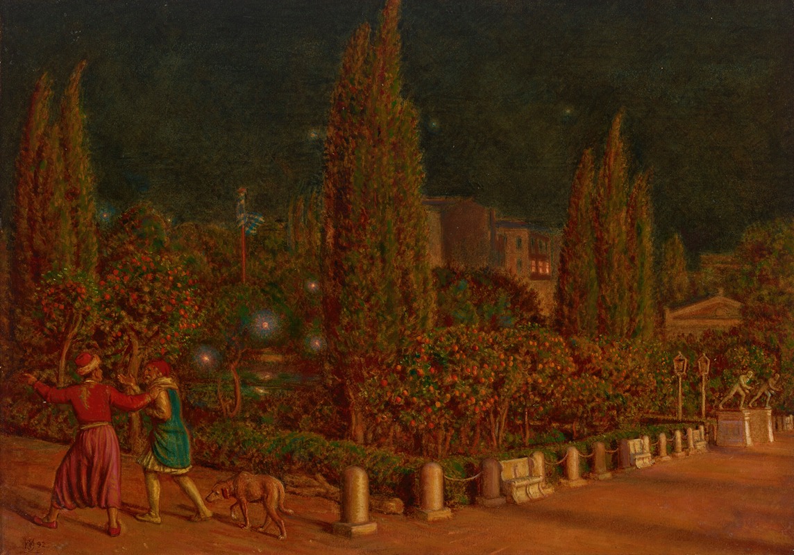 William Holman Hunt - Piazza della Constituzione, Athens, by Night