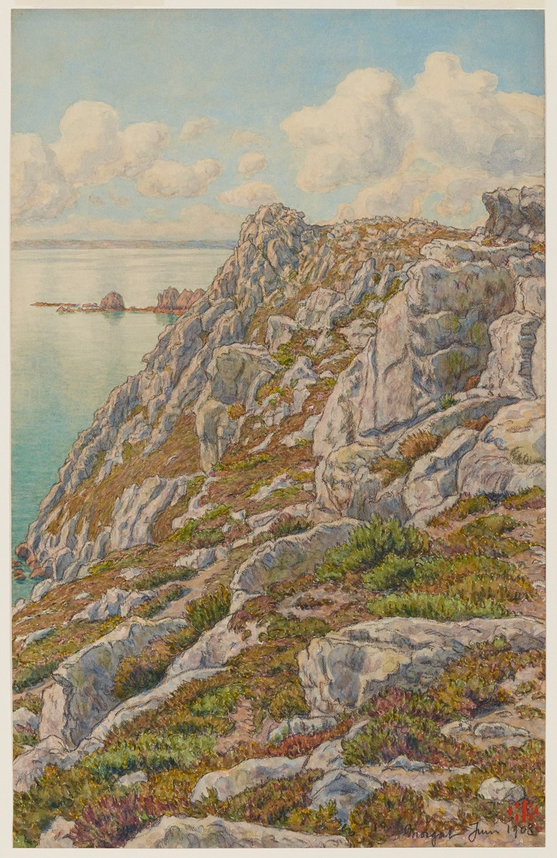 Henri Rivière - Falaises de l’Ile Vierge. Baie de Douarnenez. Morgat