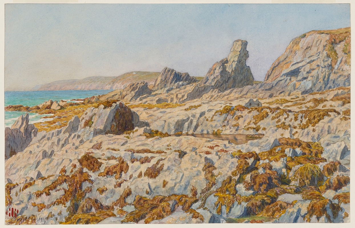 Henri Rivière - Grève de Pors Léonnec à marée basse. Morgat