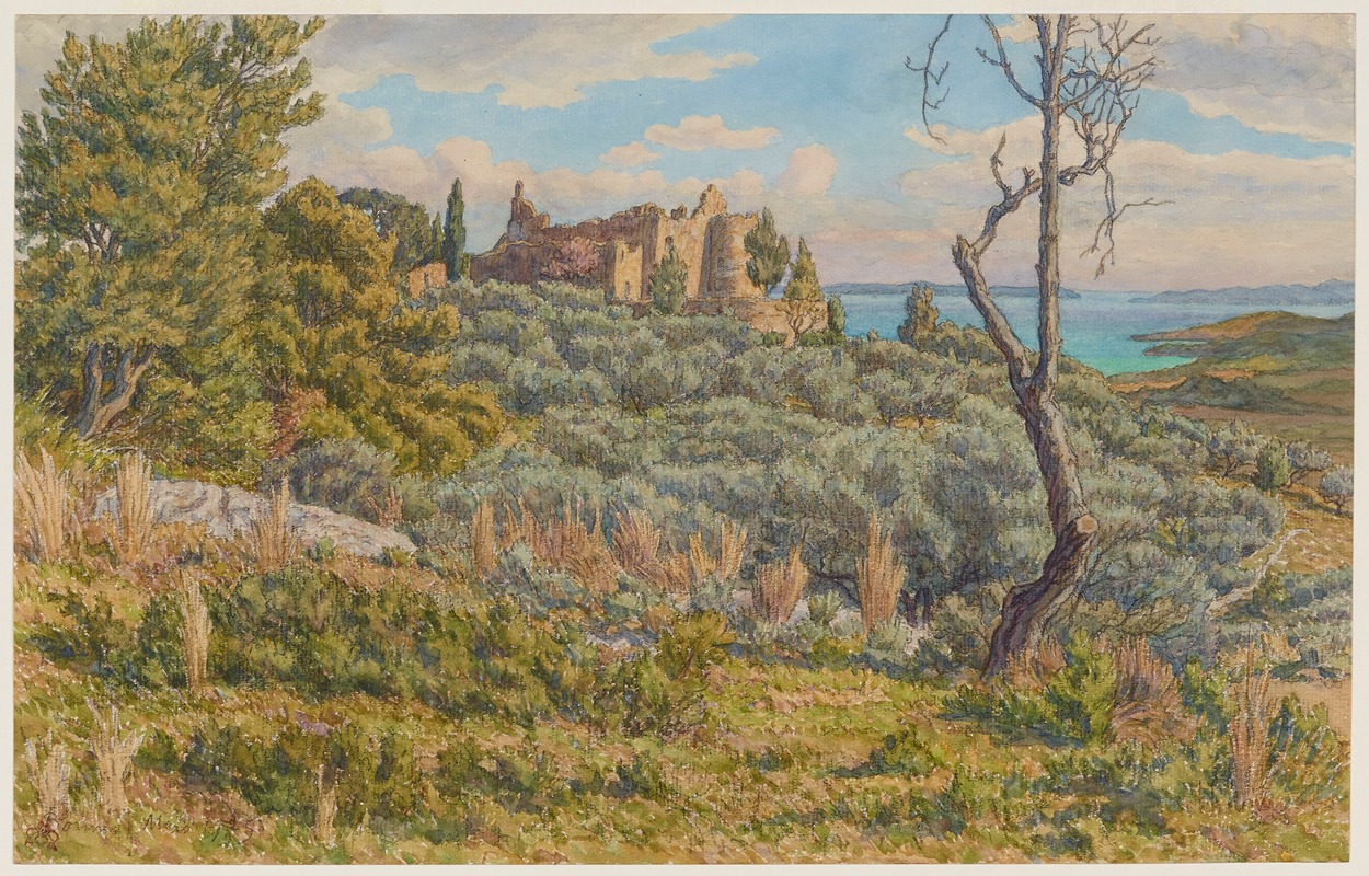 Henri Rivière - Le vieux château. Bormes