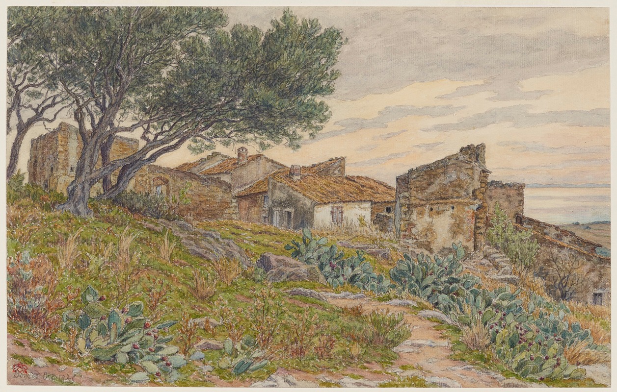 Henri Rivière - Vieilles maisons à Bormes