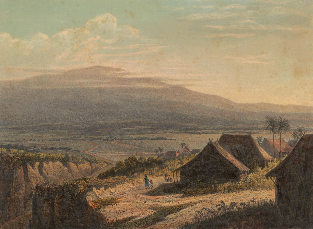 Johan Conrad Greive - Gezicht op een landschap in Java. Landschap in de residentie Bantam