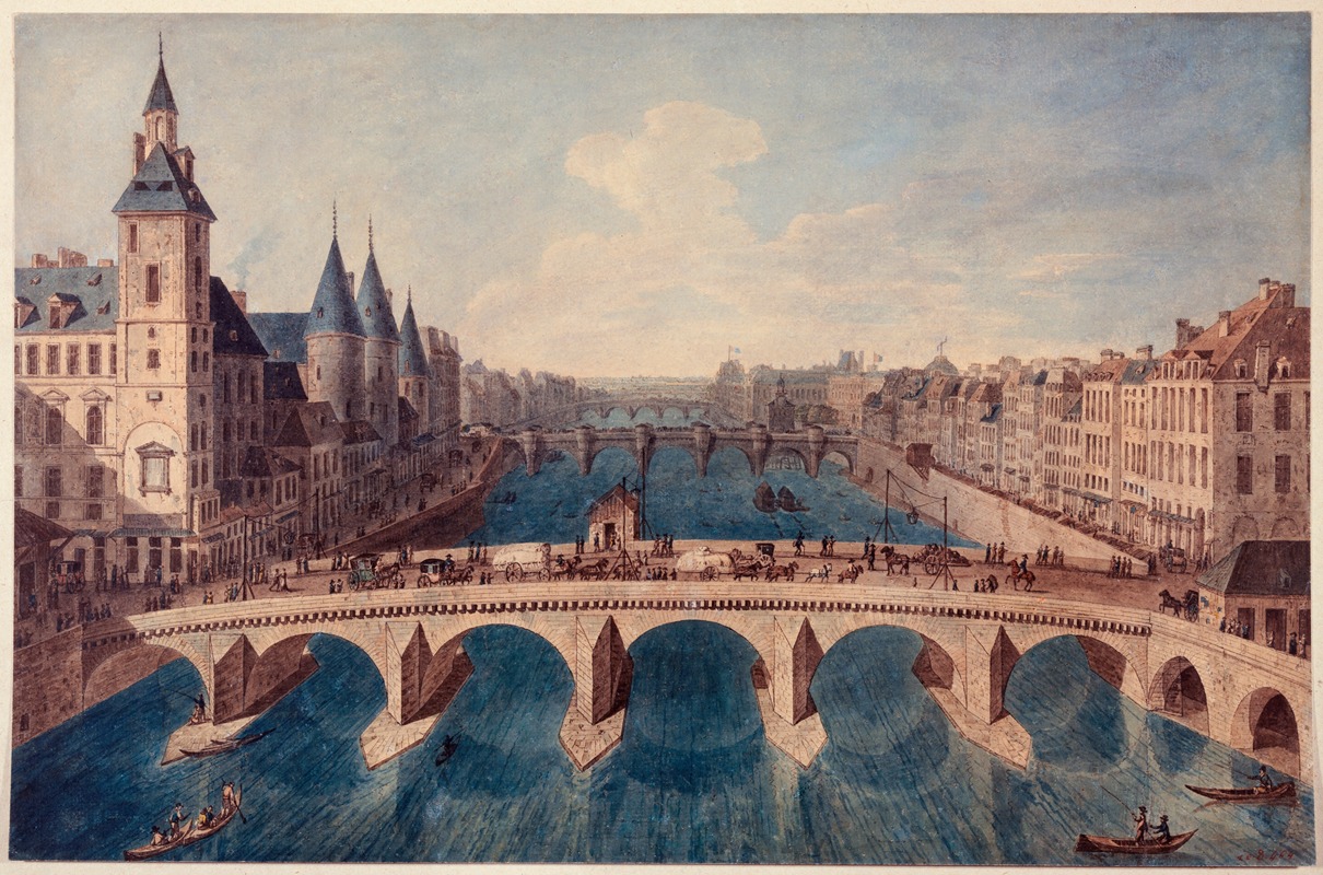 Angelo Garbizza - Le Pont au Change, le palais (conciergerie) et la Seine vers l’aval, actuel 1er arrondissement