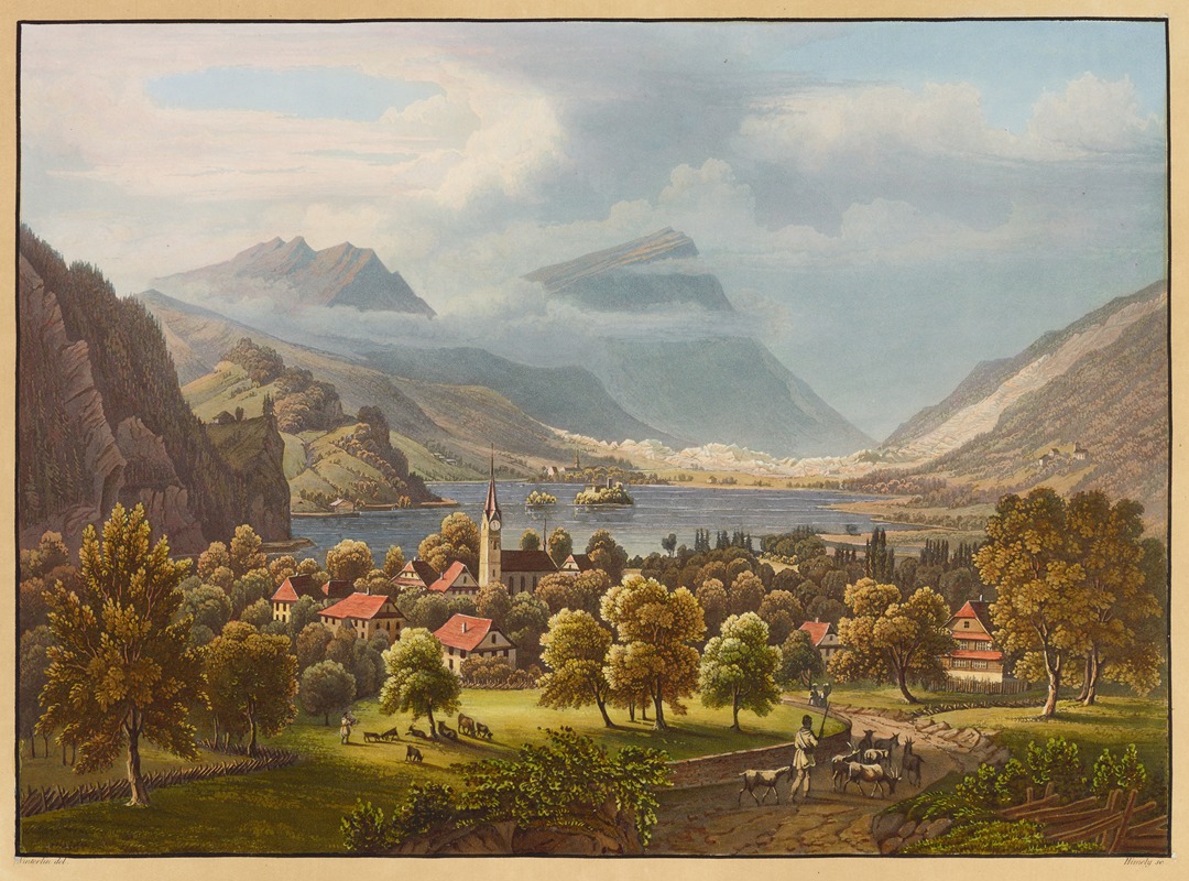 Anton Winterlin - Vue de Sewen et du Lac de Lowerz