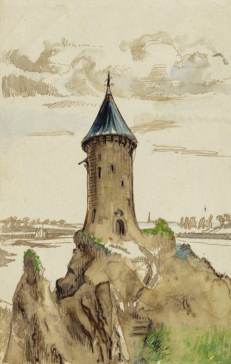 Arthur-Joseph Gueniot - Reconstitution possible du château de Chêne Vert sur la Rance, entre Dinan et Dinard