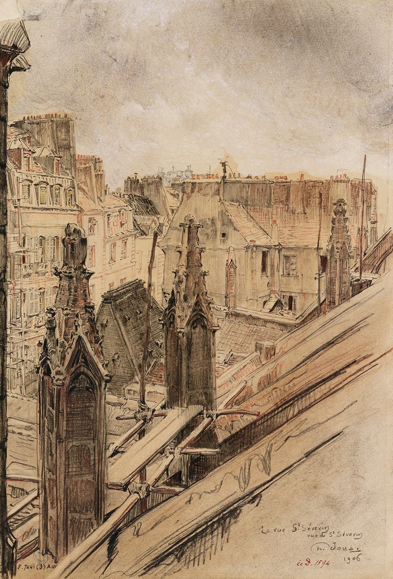 Charles Jouas - Effets de toits, rue Saint Séverin, 1906, vue du haut de l’église Saint-Séverin