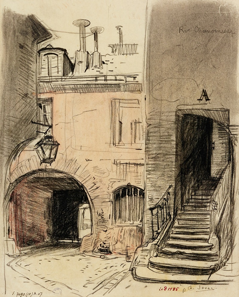 Charles Jouas - Escalier et cour du 22, rue Chanoinesse