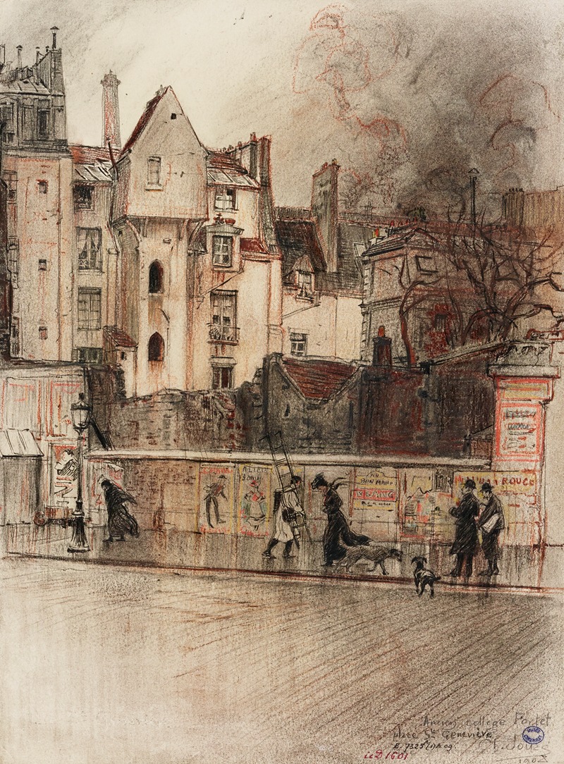 Charles Jouas - La tour de Calvin (ancien collège de Fortet), place Sainte Geneviève