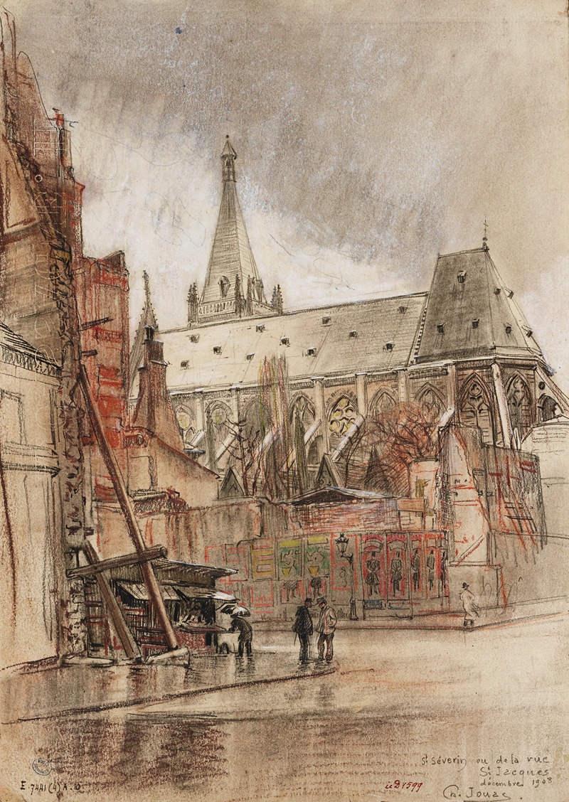 Charles Jouas - L’église Saint Séverin, vue de la rue Saint Jacques