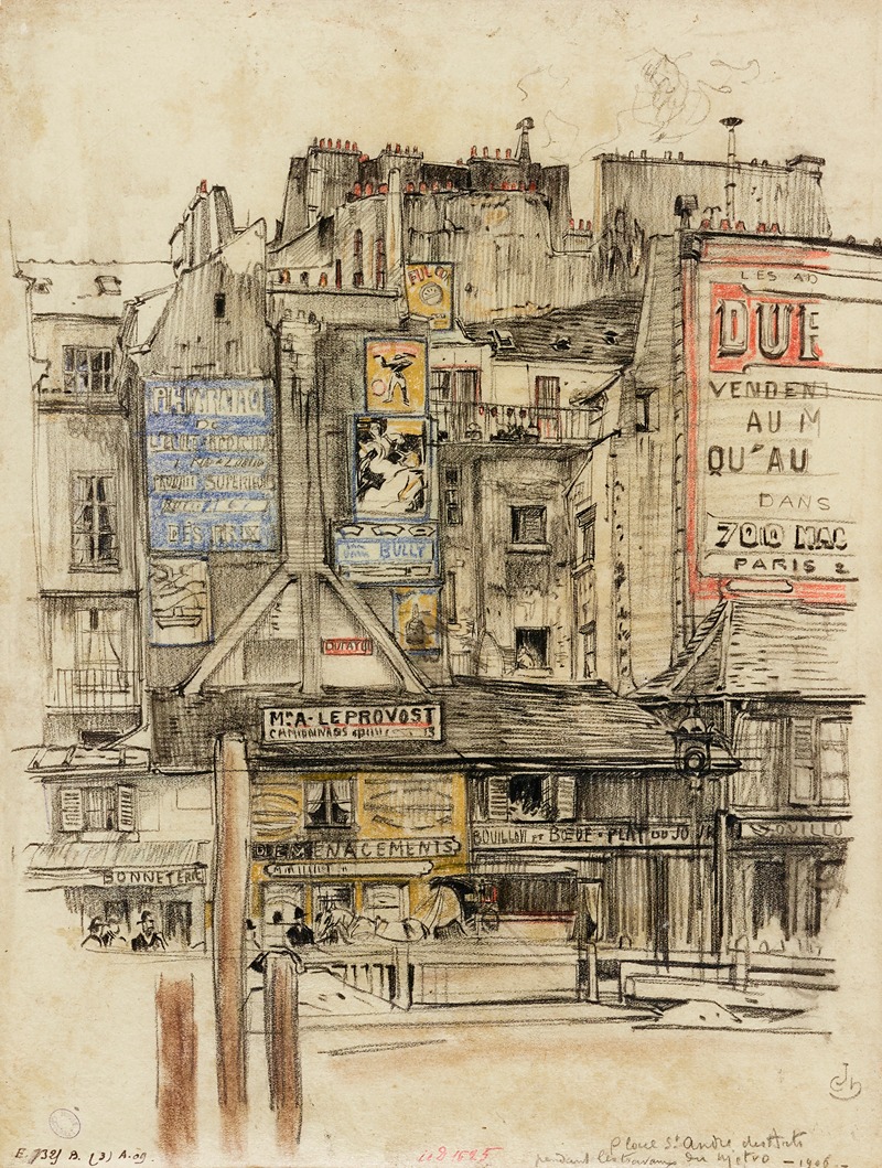 Charles Jouas - Place Saint André des Arts pendant les travaux du métro