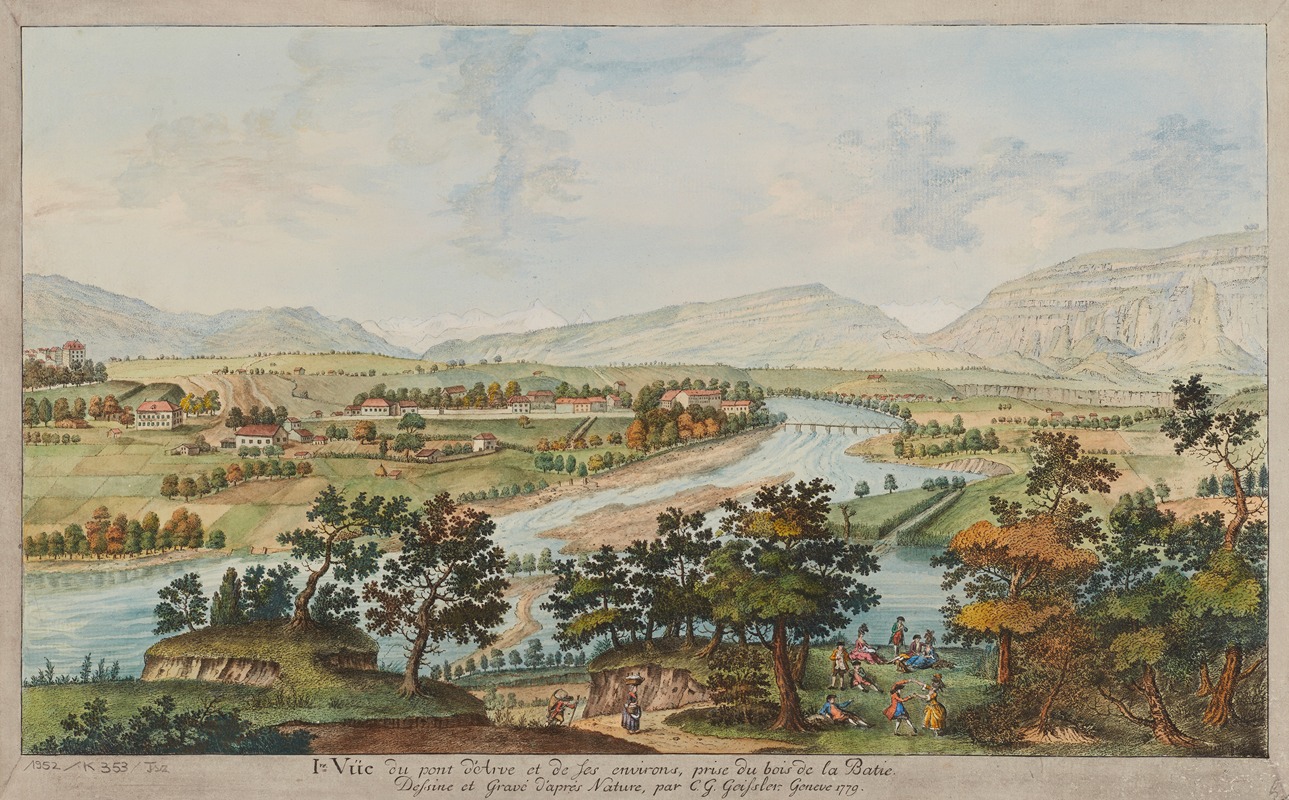 Christian Gottlieb Geissler - Ire. Vüe du pont d’Arve et de ses environs, prise du bois de la Batie