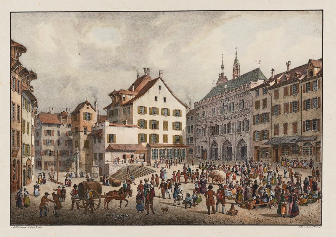 Constantin Guise - Vue du marché & de la maison de ville à Basle