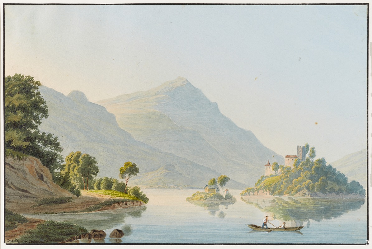 David Alois Schmid - Ansicht der Insel Schwanau im Lauerzersee