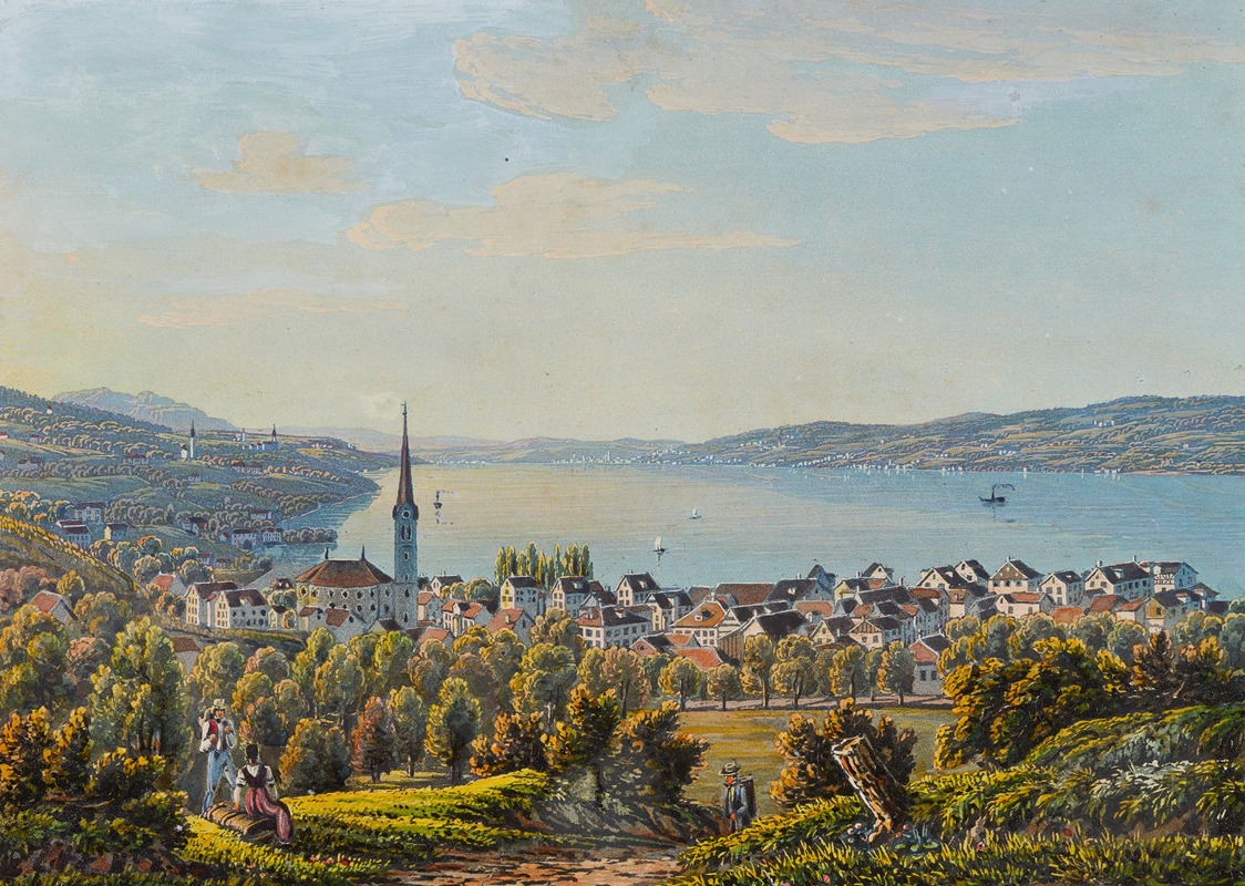 David Alois Schmid - Vue de Horgen lac de Zurich