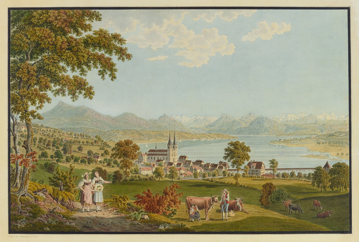 David Alois Schmid - Vue de la ville de Lucerne prise à la campagne d’Allenwinden