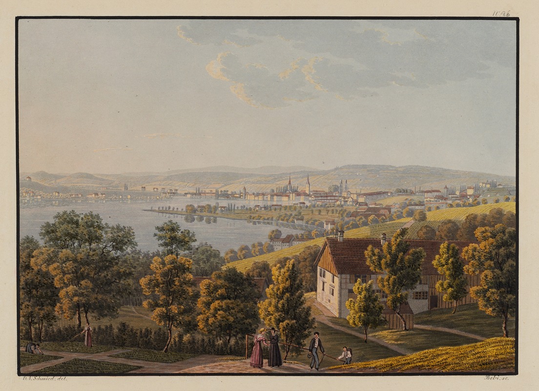 David Alois Schmid - Vue de la ville de Zurich depuis Zollikon