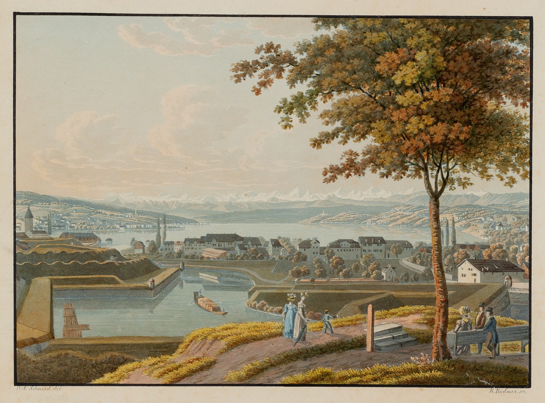 David Alois Schmid - Vue du lac et des environs de Zurich depuis le Rempart du Chat