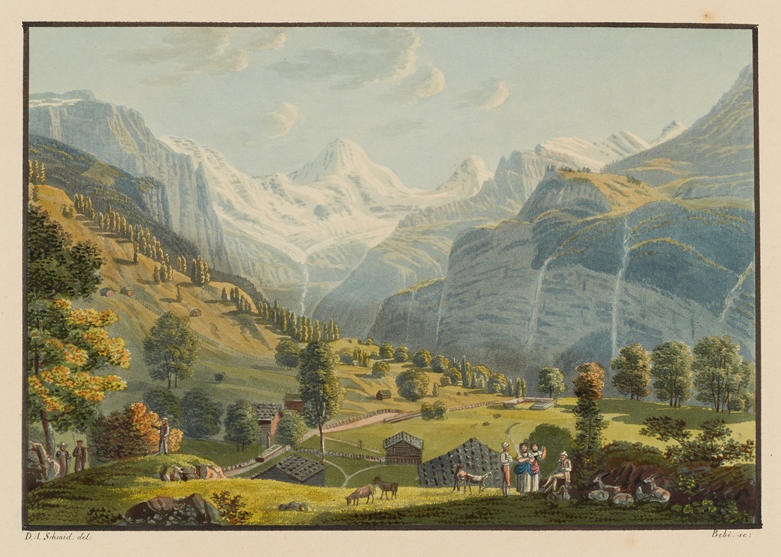 David Alois Schmid - Vue prise au passage de Wengernalp vers le fond de la vallée de Lauterbrounnen