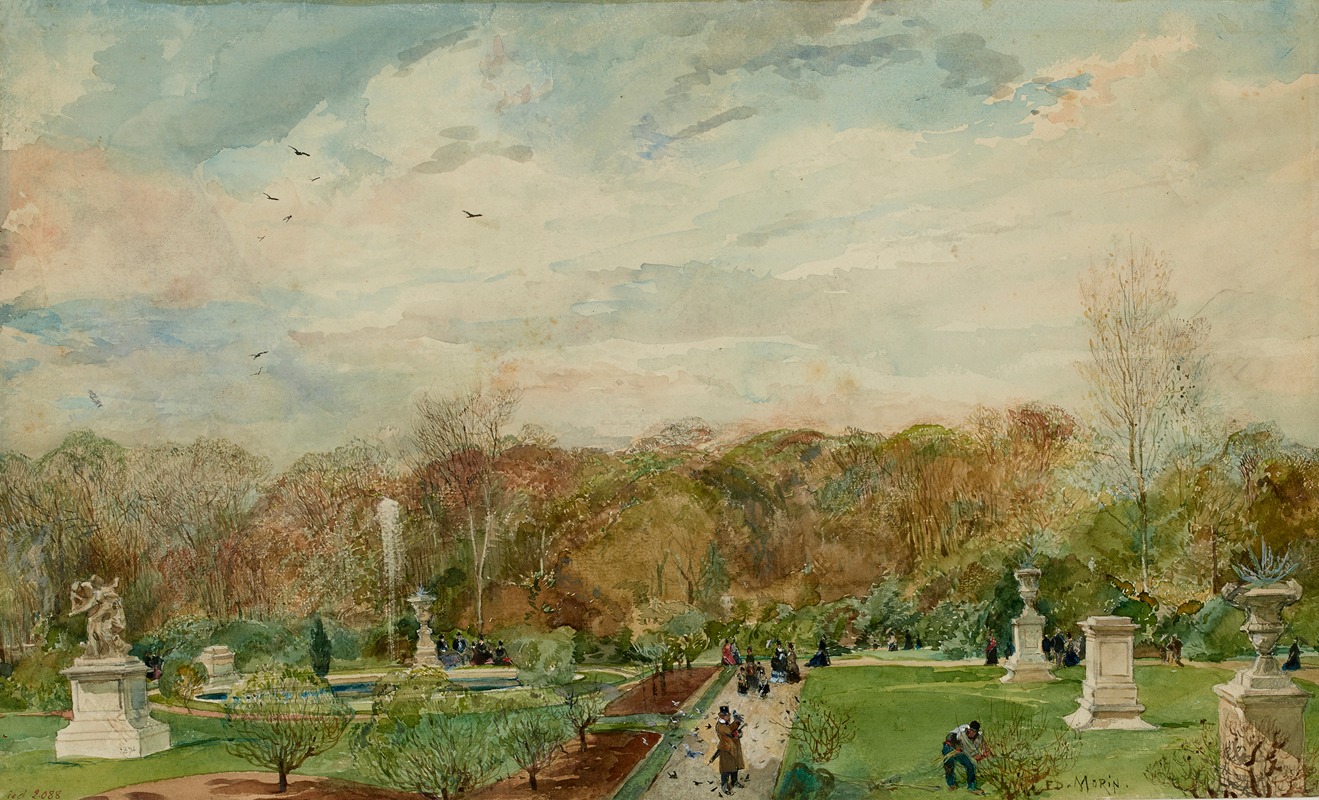 Edmond Morin - Jardin des Tuileries, pelouses du jardin réservé