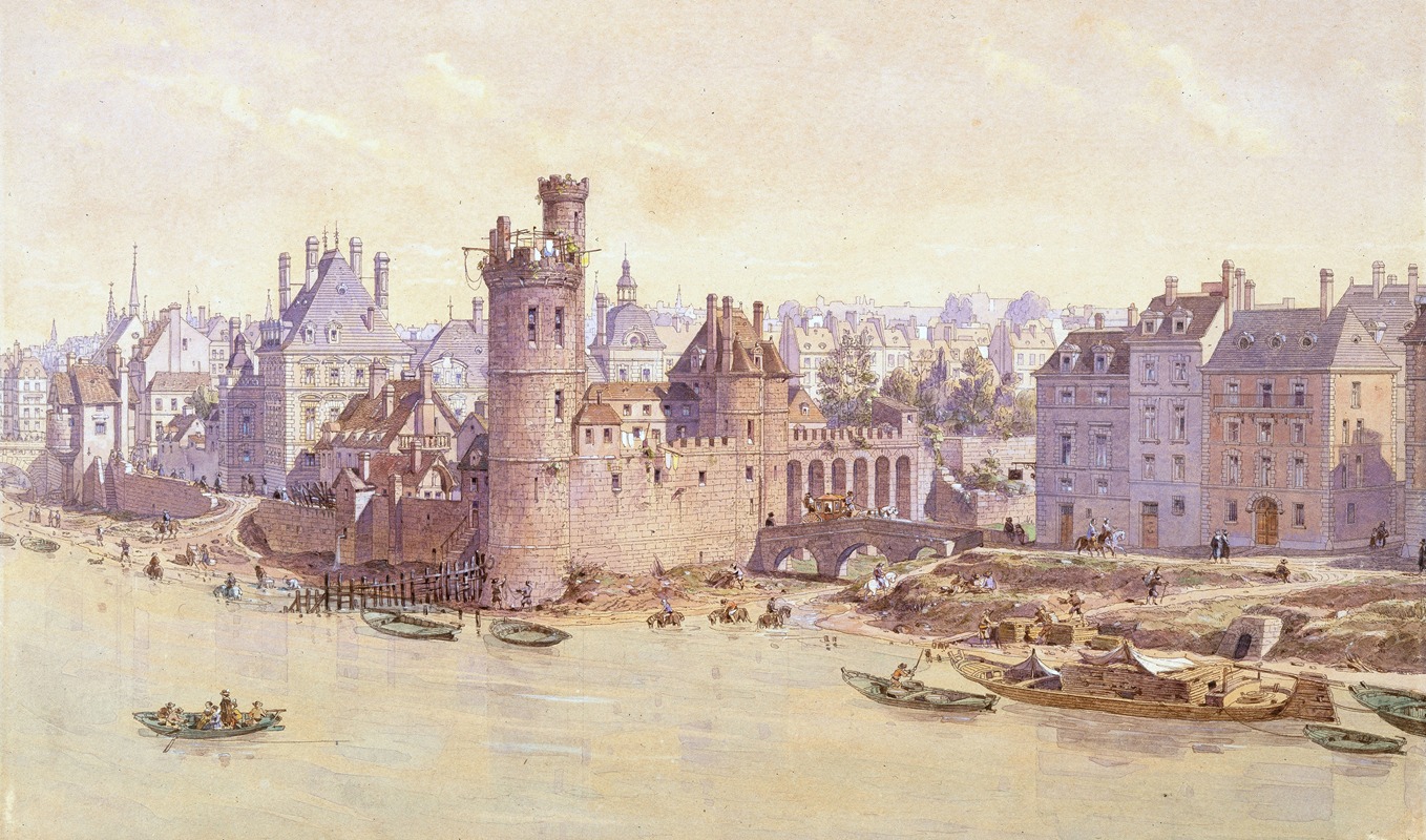 Fédor Hoffbauer - La Tour de Nesle et l’Hôtel de Guénégaud (Hôtel de Nevers) en 1650