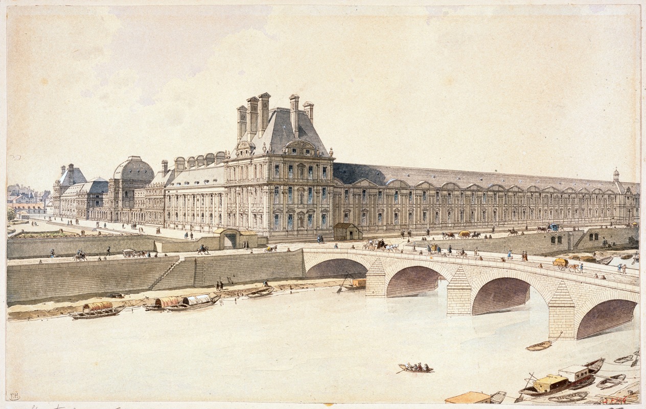 Fédor Hoffbauer - Le Palais des Tuileries en 1690, vue du quai de la Grenouillère