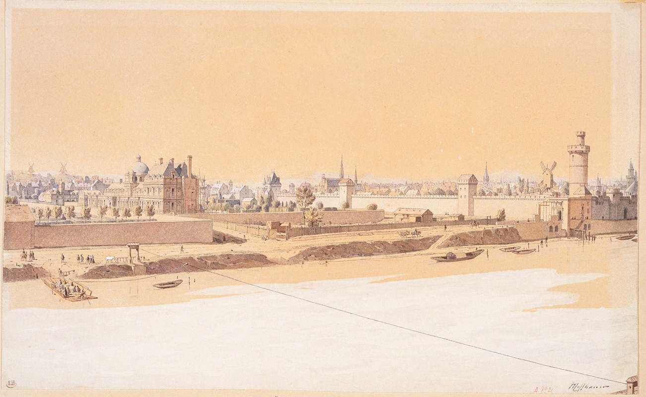 Fédor Hoffbauer - Le Palais des Tuileries, rue Saint-Niçaise, Porte Neuve et Porte Saint-Honoré en 1585