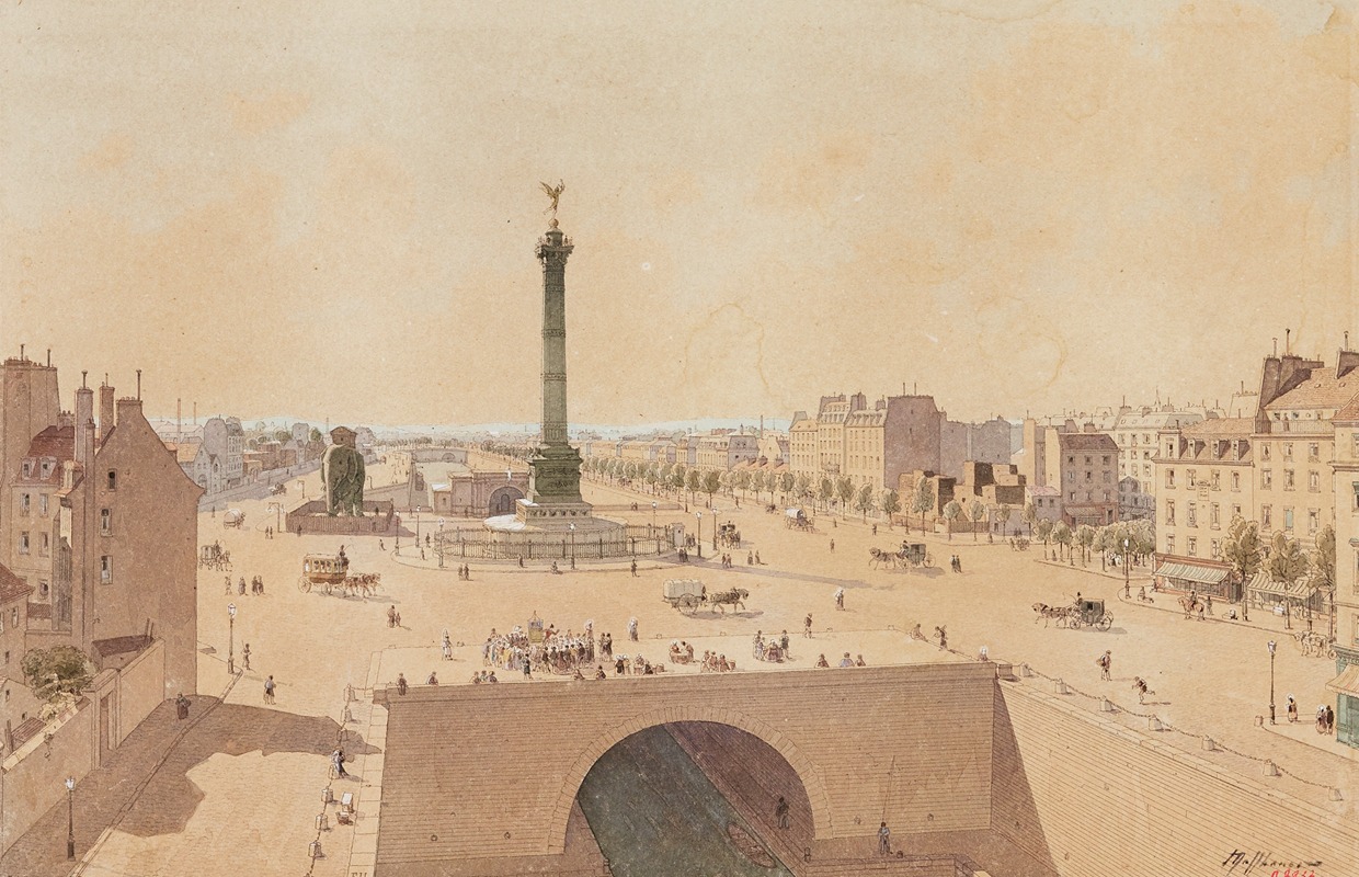 Fédor Hoffbauer - Place de la Bastille en 1841