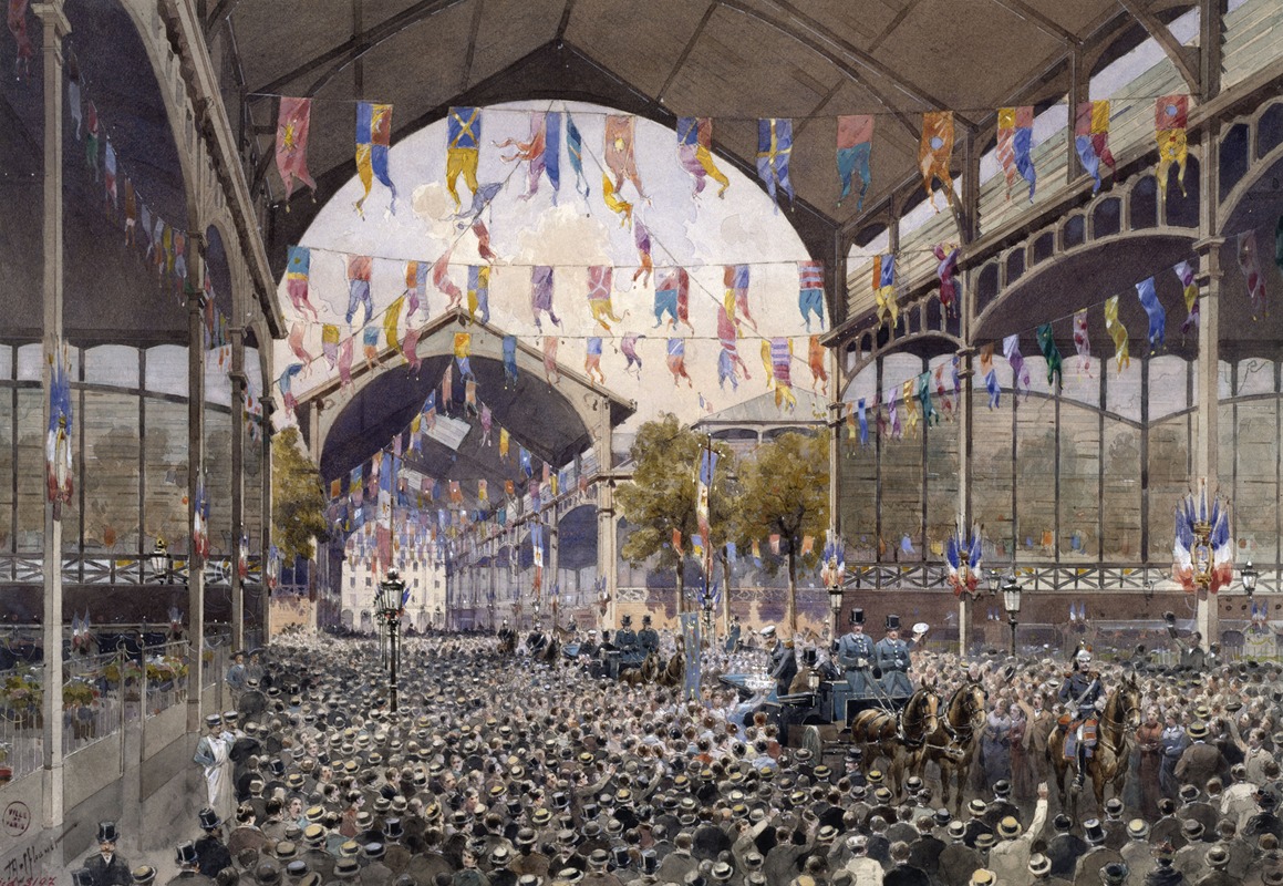 Fédor Hoffbauer - Réception des marins russes aux Halles lors des fêtes Franco-Russes en octobre 1893