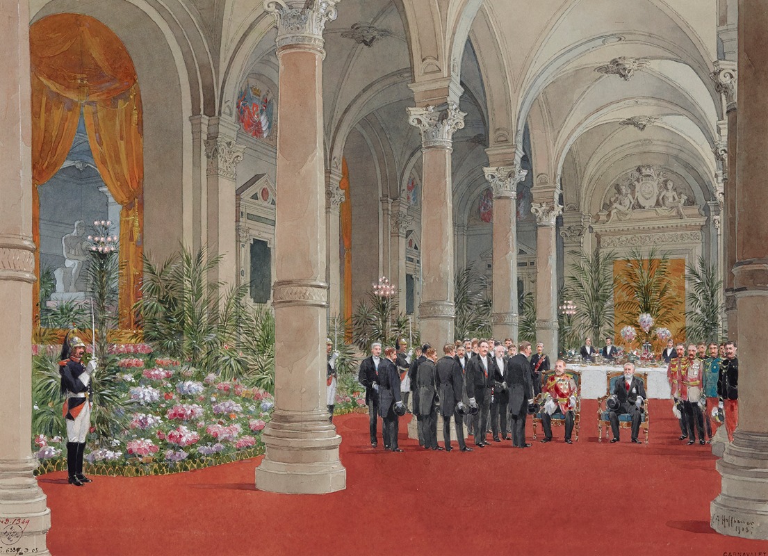 Fédor Hoffbauer - Réception du roi d’Angleterre Edouard VII par le président Loubet à l’Hôtel de ville de Paris, le 2 Mai 1903