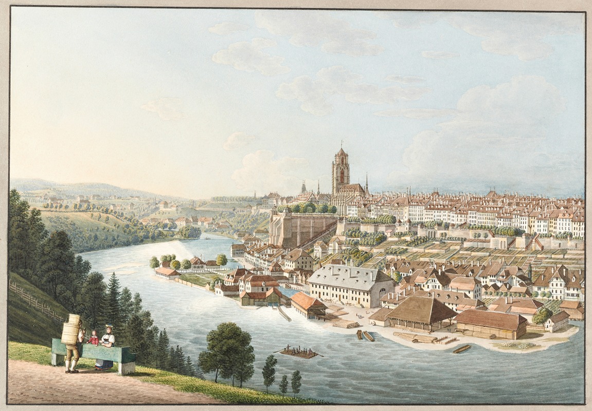 Franz Schmid - Vue de la Ville de Berne prise sur la route de Thoune