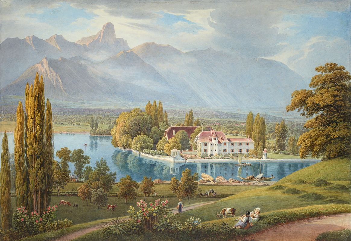 Gabriel Lory the Younger - Ansicht von Schadau mit Aaremündung bei Thun