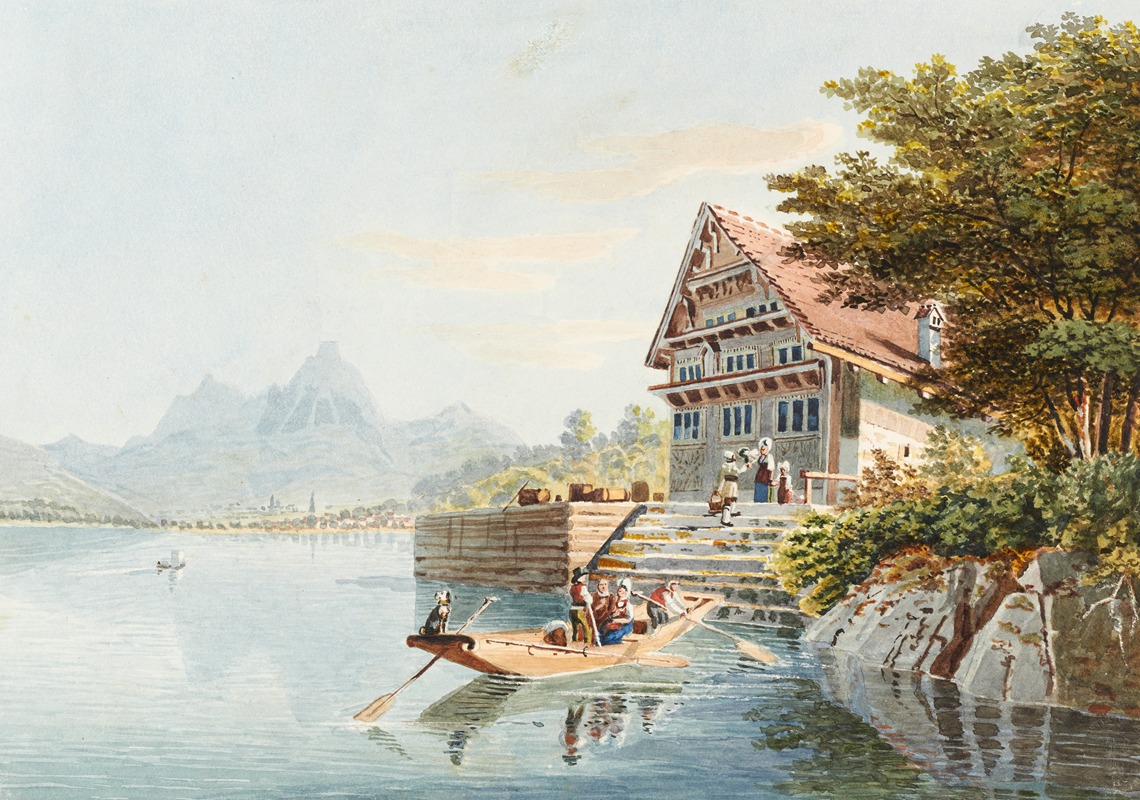 Gabriel Lory the Younger - Auberge de Treib, entre Bekenried et Brunnen, sur le Lac des quatre Cantons.