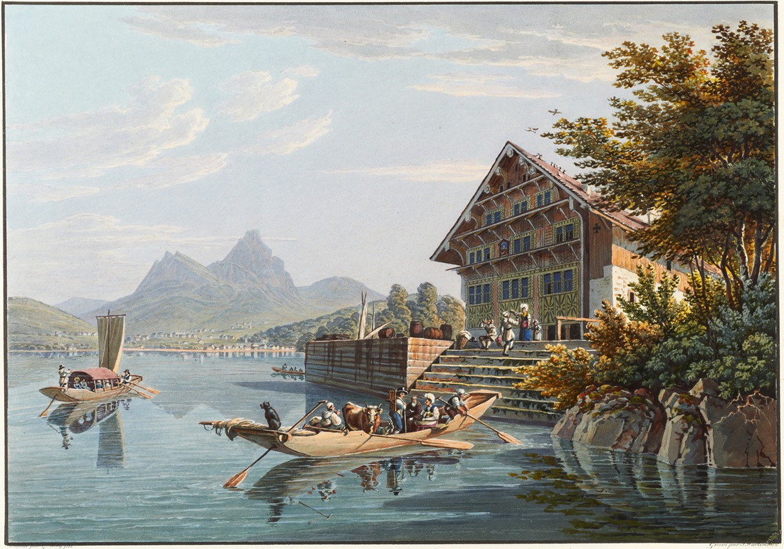 Gabriel Lory the Younger - Auberge de Treib, entre Bekenried et Brunnen, sur le Lac des quatre Cantons