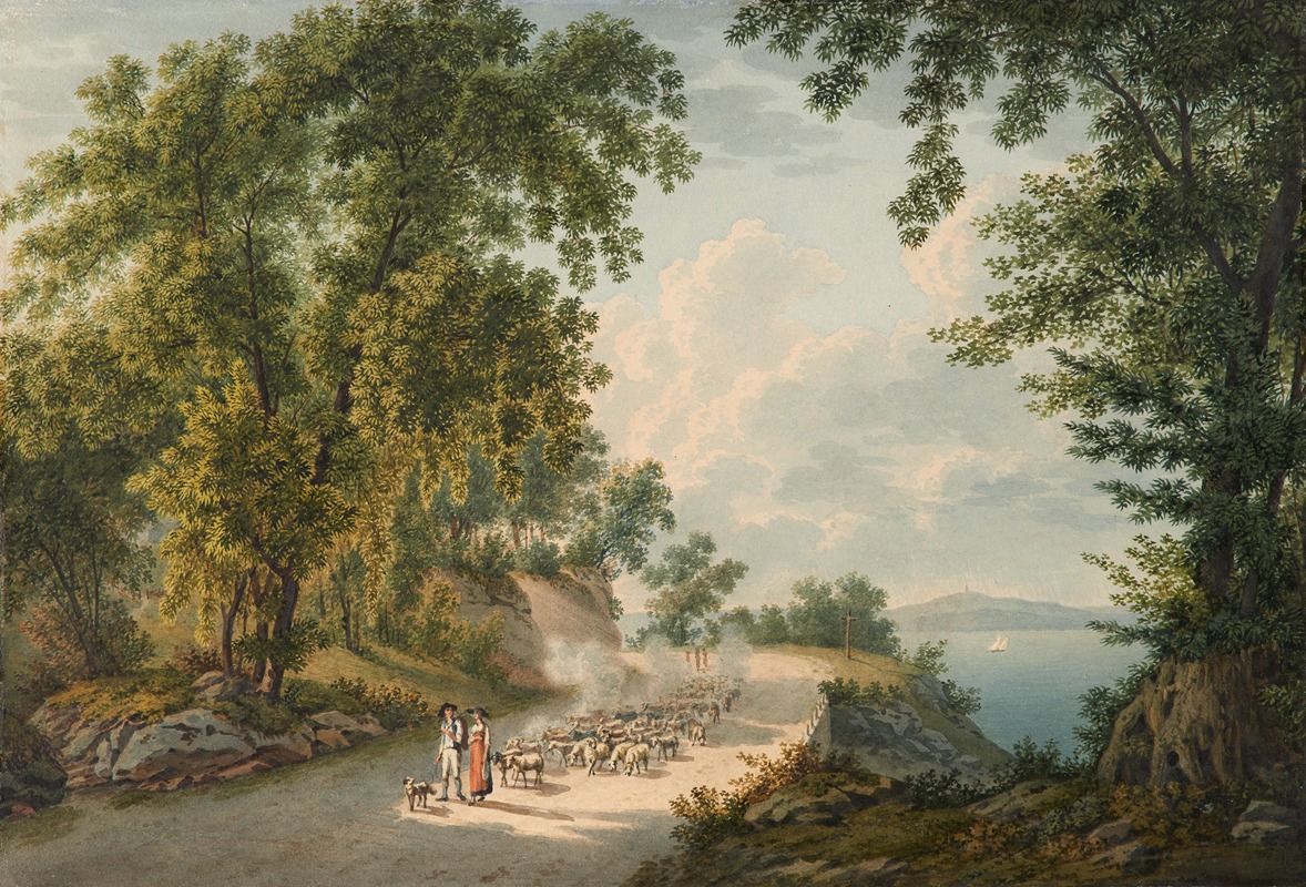 Gabriel Lory the Younger - Uferlandschaft mit See und Schafherde