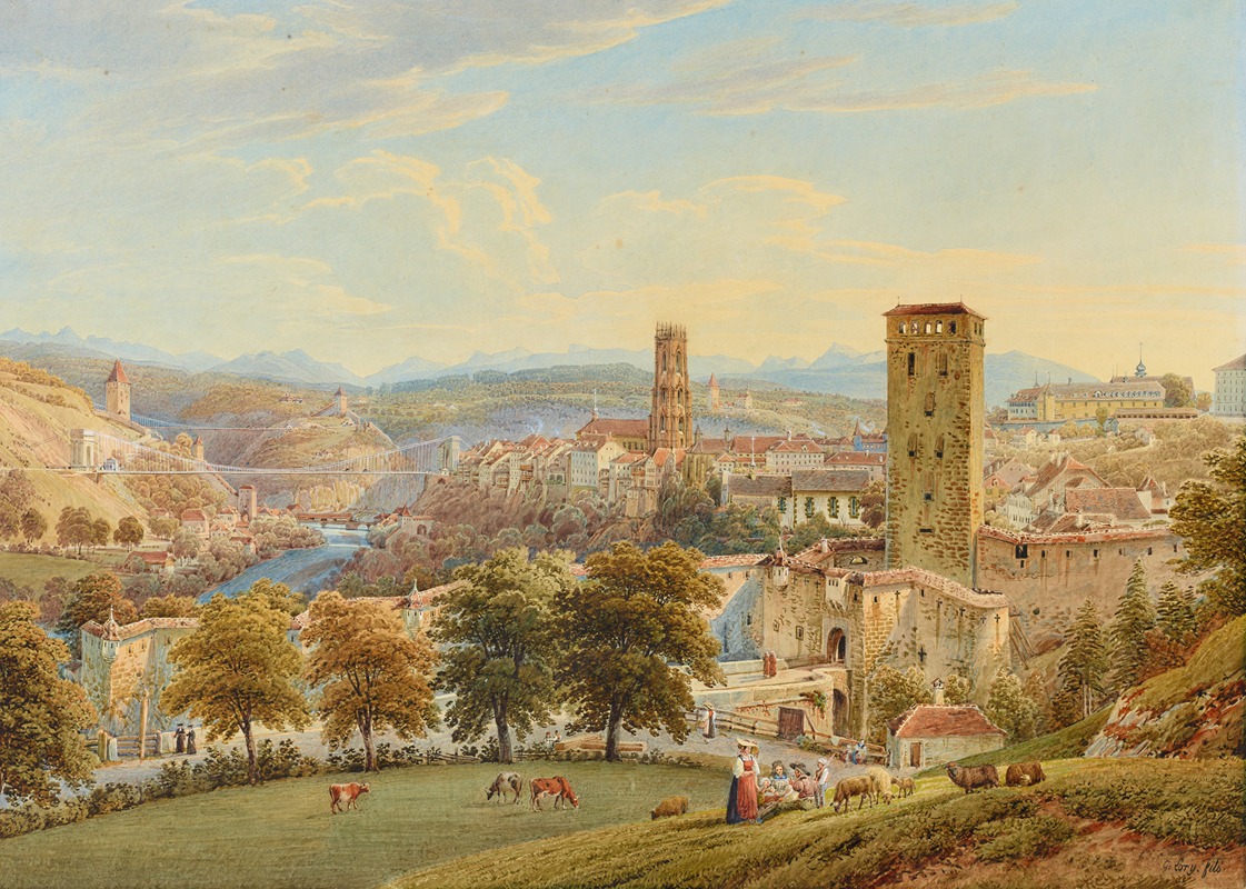 Gabriel Lory the Younger - Vue de la Ville de Fribourg