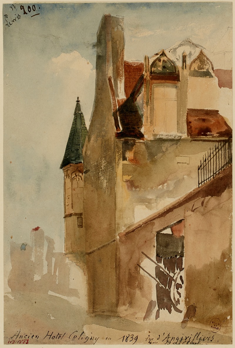 Henri Jean Baptiste Levis - Ancien hôtel Coligny, rue d’Angivilliers en 1839