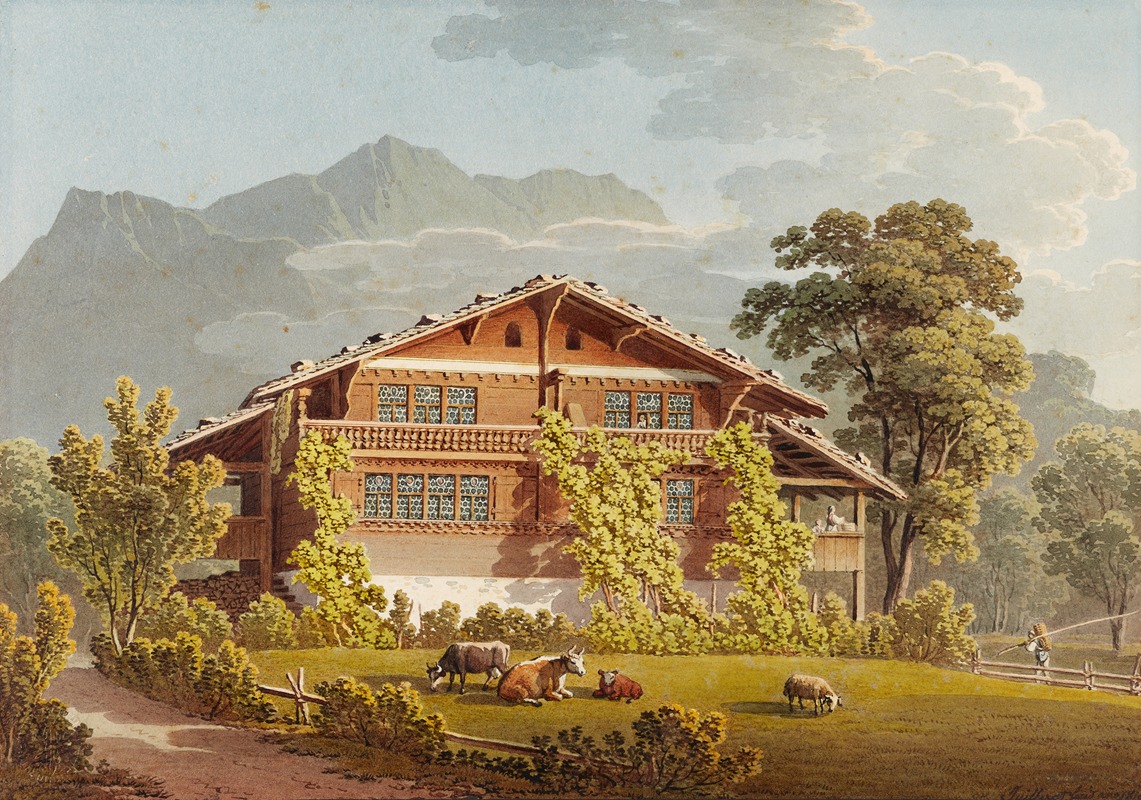 Jacques Henri Juillerat - Bauernhaus bei Brienz und Brienz Rothorn