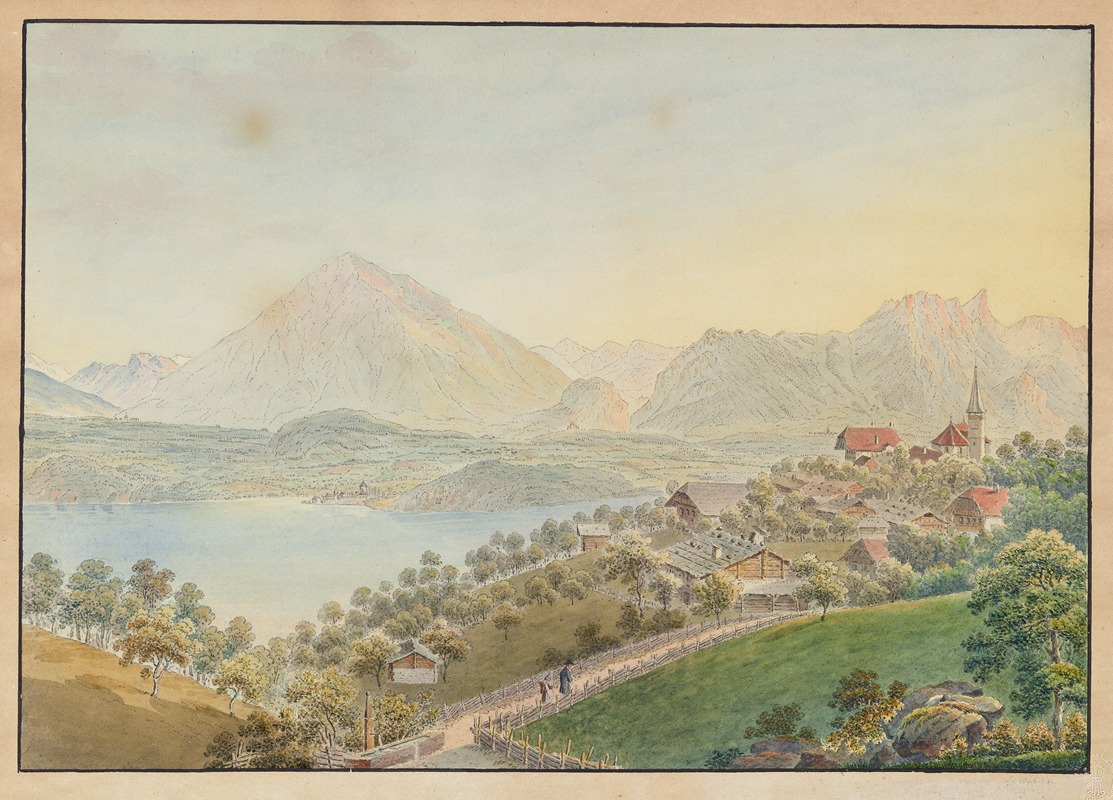 Jakob Samuel Weibel - Ansicht von Sigriswil mit Niesen und Thunersee