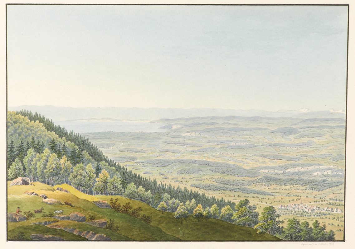 Jakob Samuel Weibel - Vue depuis le Pavillon, côté d’Iverdon, à Vernand