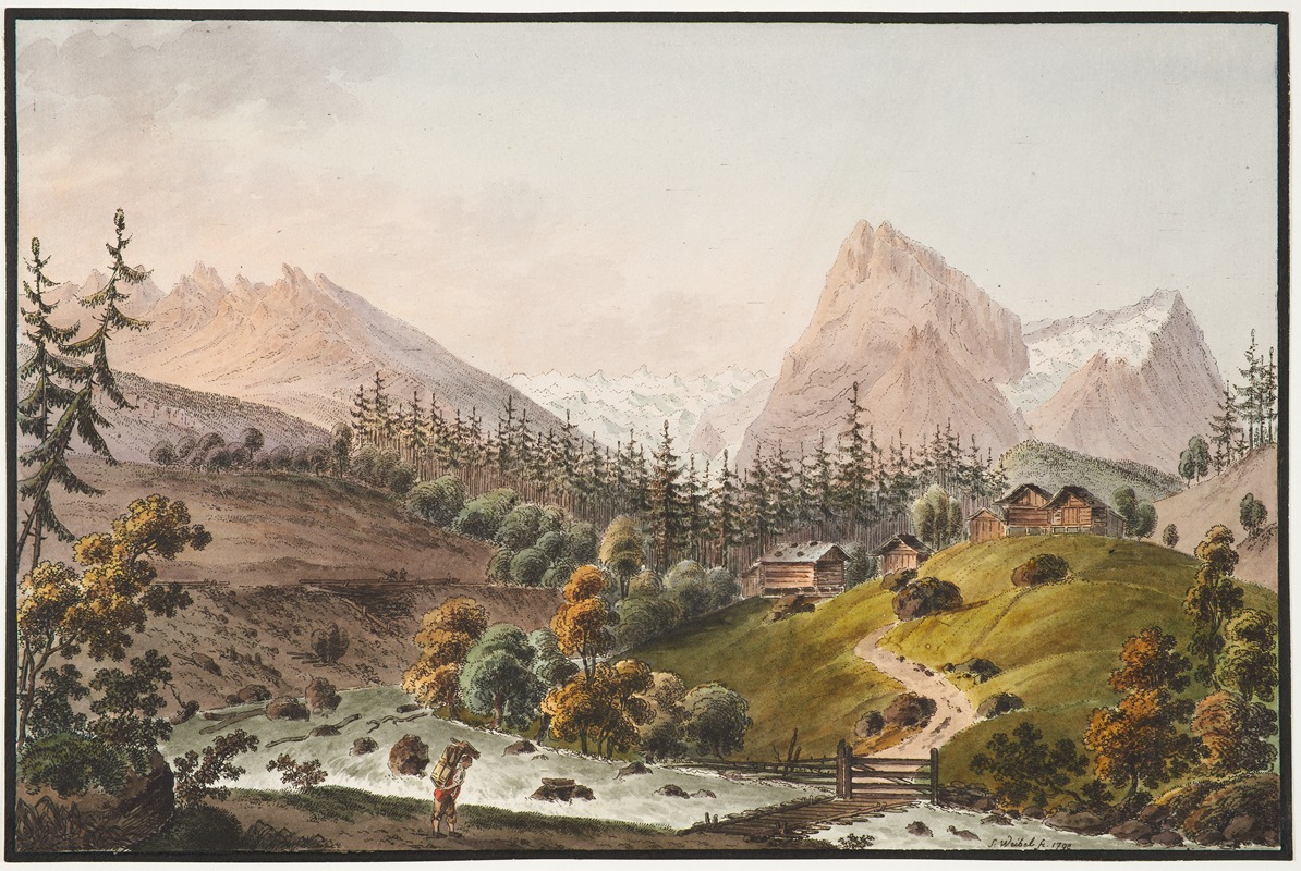 Jakob Samuel Weibel - Vûe des Glaciers de Roselouvi, sur le Mont Scheidegg, dans la Vallée d’Oberhasle