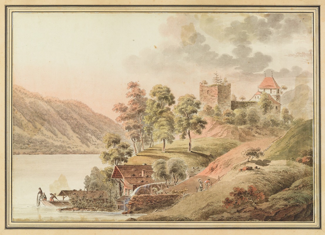 Jakob Samuel Weibel - Vue du Chateau de Ringenberg au Lac de Brienz