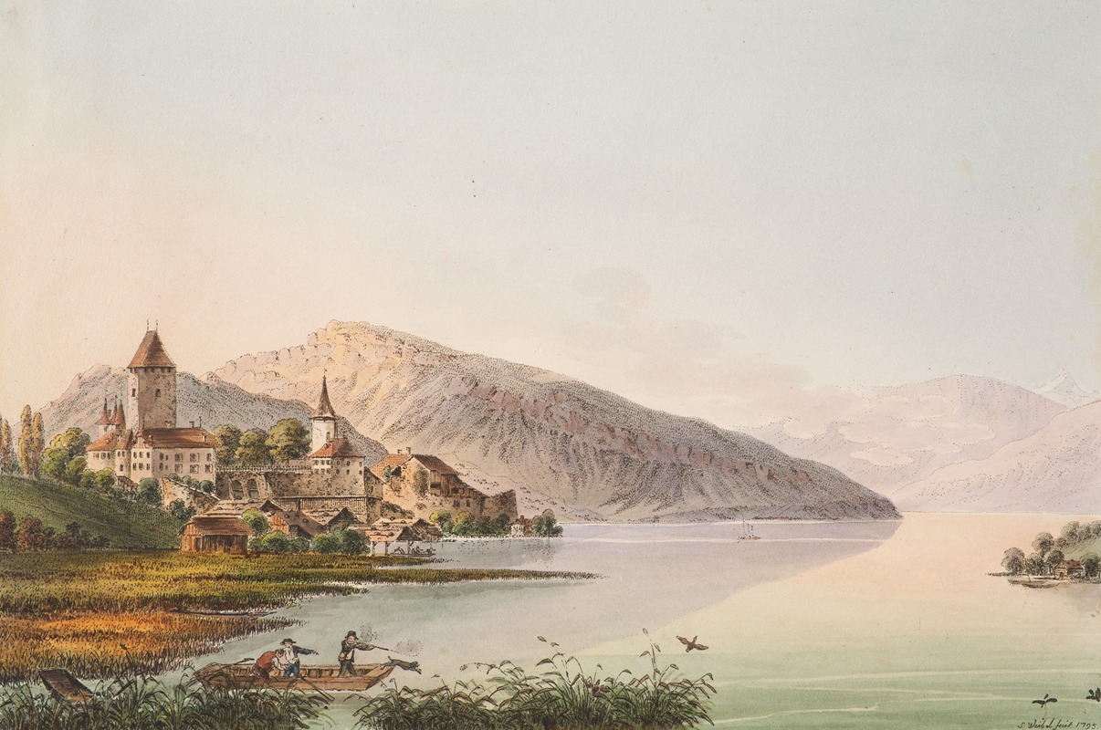 Jakob Samuel Weibel - Vûe du Chateau de Spiez au Lac de Thoune