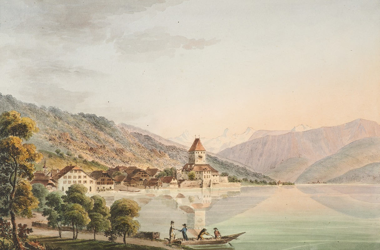 Jakob Samuel Weibel - Vûe du Chateau d’Oberhofen au Lac de Thoune