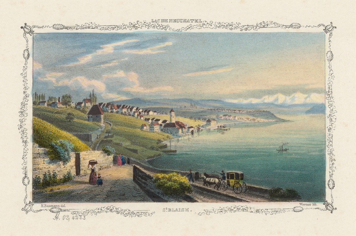 Jean Henri Baumann - Lac de Neuchatel. St. Blaise