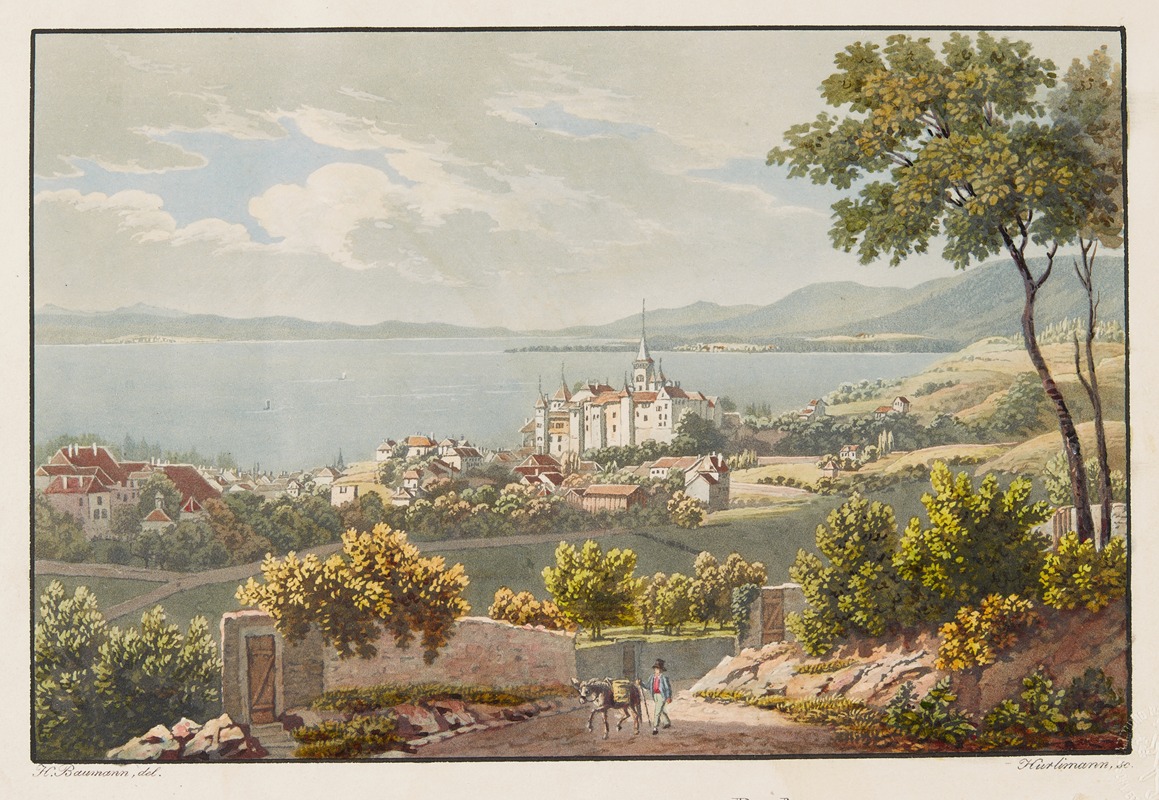 Jean Henri Baumann - Vue de Neuchatel prise au Rocher